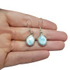 Larimar Stone Sterling Silver Earrings On Hooks