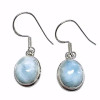 Larimar Stone Sterling Silver Earrings On Hooks