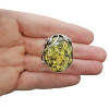 Green Amber Sterling Silver Pendant .