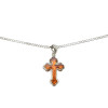 Cognac Amber Sterling Silver Cross Pendant ....