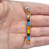 Multi-Color Mosaic Amber/Pressed Turquoise Sterling Silver Pendant ---