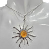 Sun Cognac Amber Silver Pendant