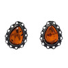 Cognac Amber Sterling Silver Stud Earrings