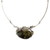Green Amber Oxidized Silver Handmade Necklace .....