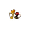 Multi-Color Amber Sterling Silver Adjustable Ring -----