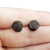Matte Finish Amber Carved Rose Earrings --