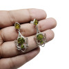 Green Amber Post Dangle Earrings & .925 Sterling Silver ---