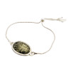 Green Amber .925 Silver Lariat / Slider Bracelet ----