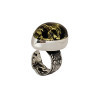 Green Amber Sterling Silver Design Ring