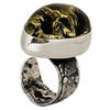 Green Amber Sterling Silver Design Ring