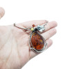 Multi-Color Amber Flower Design .925 Silver Necklace ...