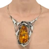 Handmade Cognac Amber Oxidized Silver Necklace