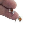 Baltic Amber Sterling Silver Dolphin Earrings. Amber Jewelry ----