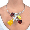Multi Color Amber Sterling Silver Necklace .