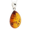 Cognac Amber Sterling Silver Small Drop Pendant