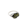 Green Amber Oxidized Silver Ring ..