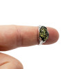 Green Amber Oxidized Silver Ring ..