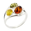 Multicolor Amber Sterling Silver Ring