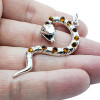 Cognac Amber Sterling Silver Snake Pendant