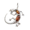 Cognac Amber Sterling Silver Gecko Pendant ...
