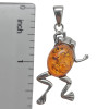 Cognac Amber Sterling Silver Frog Pendant --
