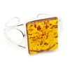 Handmade Cognac Amber Open Cuff Silver Bracelet