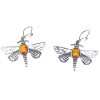Amber Sterling Silver Dragonfly Earrings On Hooks