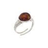 Cognac Amber Sterling Silver Adjustable Ring --