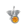 Cognac Amber Sterling Silver Dragon Pendant P-CG-5163