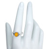 Cognac Amber Sterling Silver Oval Ring