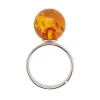 Cognac Amber Sterling Silver Adjustable Ring