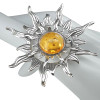 Amber Sterling Silver Sun Adjustable Ring