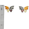 Amber Sterling Silver Butterfly Stud Earrings