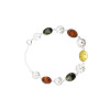 Multi-Color Amber Sterling Silver Link Bracelet -.