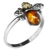 Multicolor Amber Sterling Silver Bee Ring