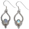 Faceted Moonstone Sterling Silver Earrings On Hooks (E-MS-4332)