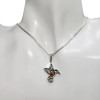 Hummingbird Cognac Amber Sterling Silver Pendant