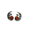 Cognac Amber Oxidized .925 Sterling Silver Moon Earrings