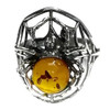 Cognac Amber Sterling Silver "Spider" Adjustable Ring (R-CG-1331-Adj)