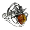Cognac Amber Sterling Silver "Spider" Adjustable Ring (R-CG-1331-Adj)