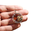 Green Amber Bee On Honeycomb Silver Pendant