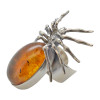 Cognac Amber Sterling Silver Handmade Spider Adjustable Ring