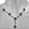 6-Stone Garnet Sterling Silver Necklace 18"