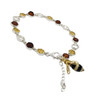 Amber .925 Silver Bee On Honeycomb Link Bracelet