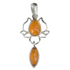 Amber Sterling Silver Lotus Pendant
