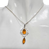 Amber Sterling Silver Lotus Pendant