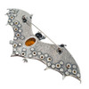 Cognac Amber Sterling Silver Large Bat Pin