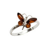 Butterfly Cognac Amber Sterling Silver Ring