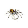 Cameo Amber Oxidized Silver Spider Adjustable Ring