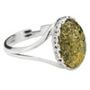 Green Amber Sterling Silver Ring